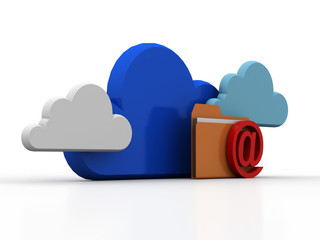 Poster - 3d illustration of email concept with cloud network
