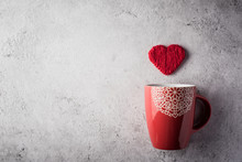Red Cup With Heart, Valentine’s Day Concept