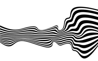 Wall Mural - black and white curved line  stripe mobious wave abstract background