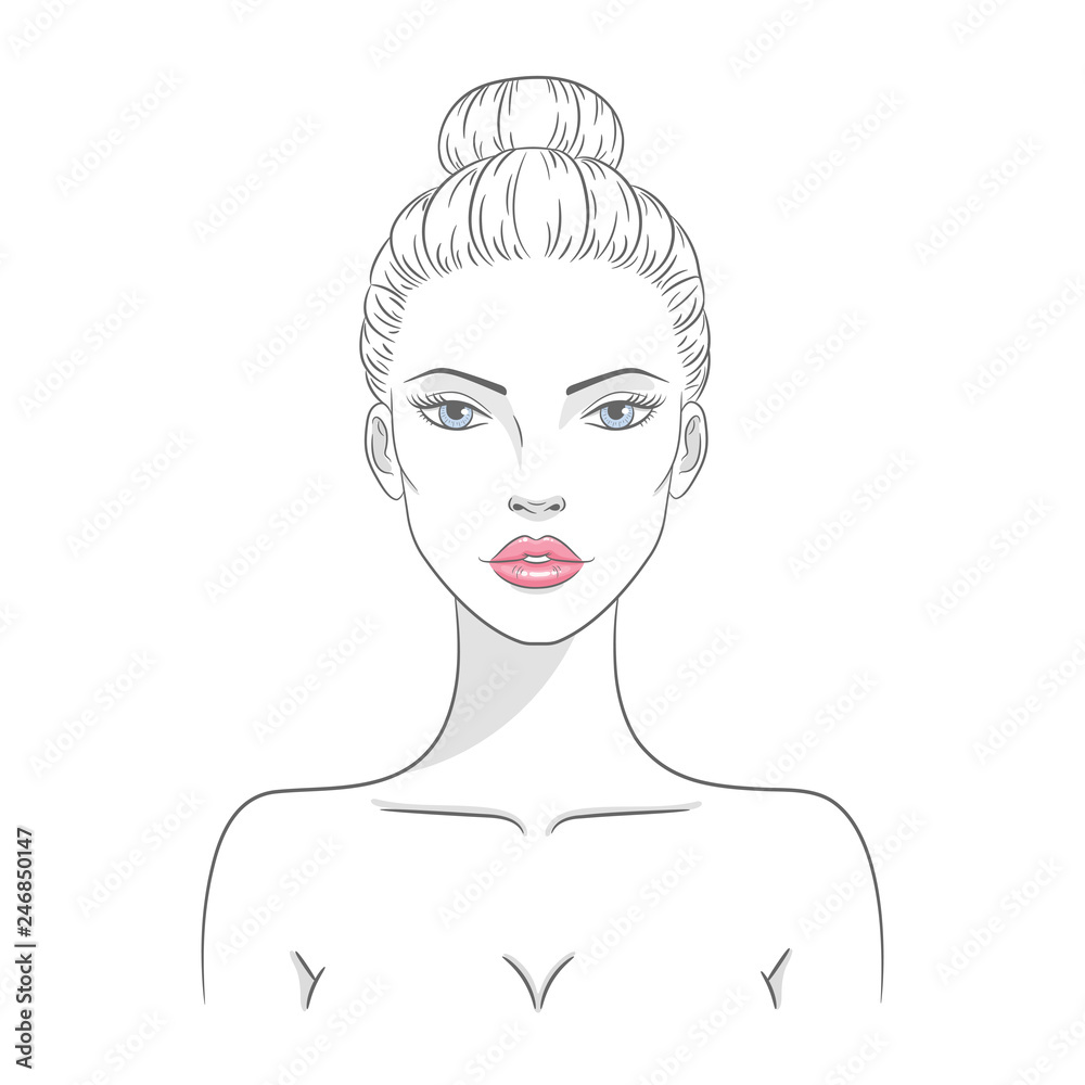 Vector illustration of a beautiful young nude woman, isolated on white