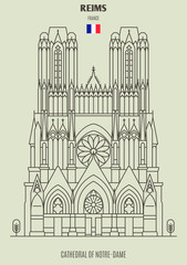 Wall Mural - Cathedral of Notre-Dame of Reims, France. Landmark icon