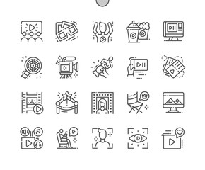 Poster - Movie Well-crafted Pixel Perfect Vector Thin Line Icons 30 2x Grid for Web Graphics and Apps. Simple Minimal Pictogram
