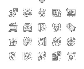 Poster - Music Devices Well-crafted Pixel Perfect Vector Thin Line Icons 30 2x Grid for Web Graphics and Apps. Simple Minimal Pictogram