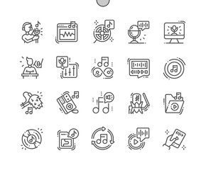Poster - Sound recording Well-crafted Pixel Perfect Vector Thin Line Icons 30 2x Grid for Web Graphics and Apps. Simple Minimal Pictogram