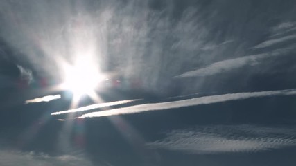Wall Mural - Time passing sun shining bright with various clouds passing through blue sky.