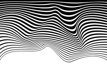 Wall Mural - black and white mobious wave abstract background