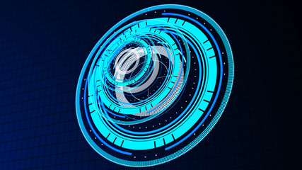 Wall Mural - abstract surround radar interface on mesh base.futuristic hud radar display. elements of digital dat