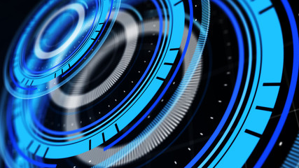 Wall Mural - abstract surround radar interface on mesh base.futuristic hud radar display. elements of digital dat