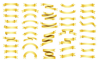Wall Mural - gold ribbons banners collection. vector illustration