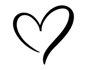 calligraphic love heart sign. vector romantic illustration symbol join, passion and wedding. calligr