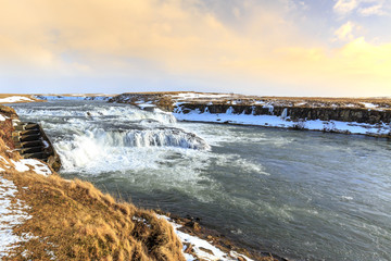 Ægissíðufoss waterfalls located near Hella at route 1, Iceland during Winter season.