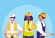 © djvstock - group of workers industrials avatar character