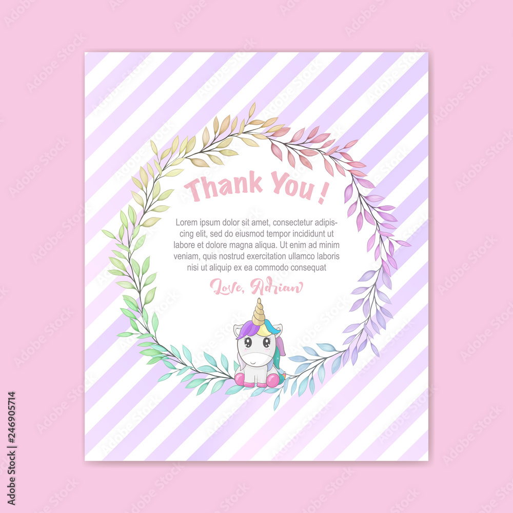 Cute unicorn graphics with flower wreath Stock Vector | Adobe Stock