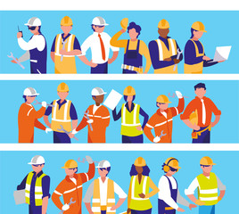 team workers people characters