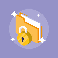 Sticker - cyber security with folder document and padlock