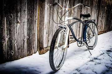 Vintage bicycle on Winter Snow - Color II