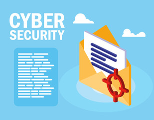 Poster - cyber security with envelope and document