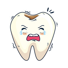 Sticker - comic tooth sad kawaii character