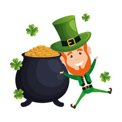 leprechaun with treasure cauldron saint patrick