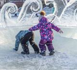 Fototapeta Na ścianę - Little children in ice trap 1