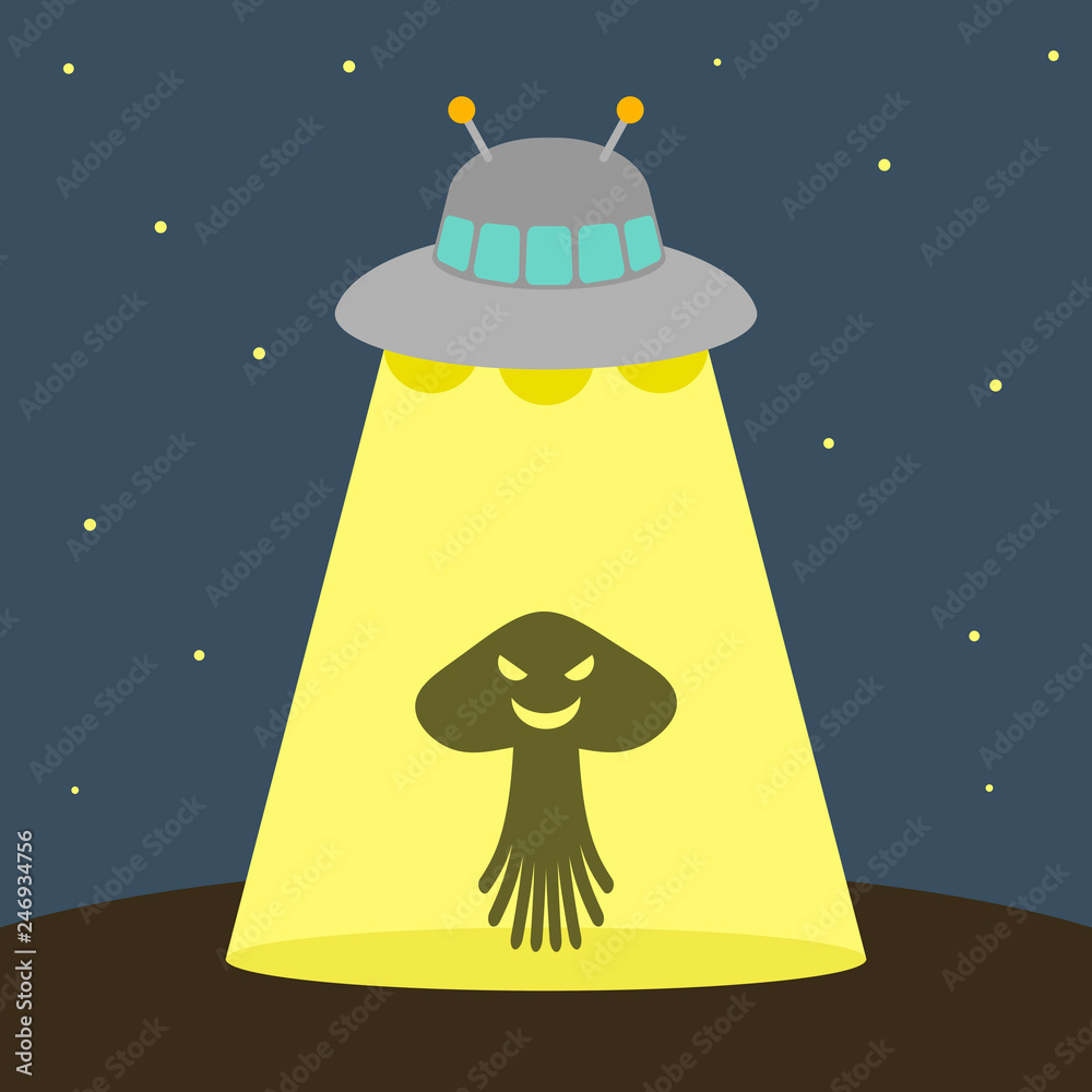 UFOから降りてくる宇宙人 の Stock イラスト | Adobe Stock