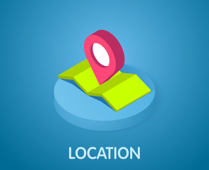 Location map with pin isometric icon. Vector illustration. 3d concept