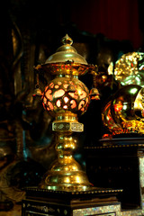 Sticker - Gild lamp in a buddhist Temple, Vietnam