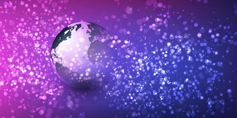 Poster - Earth Globe Design on Dark Sparkling Background 