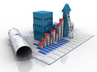 Poster - 3d rendering New project plan