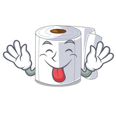 Wall Mural - Tongue out toilet paper isolated with the cartoons