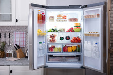 Close-up Of An Open Refrigerator