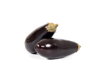 Fresh and healthy eggplant on white background