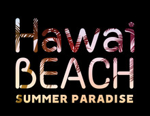 Hawai Beach Paradise Summer Surf Palm Tropical Print For T Shirt. Hawaiian Paradise Illustration