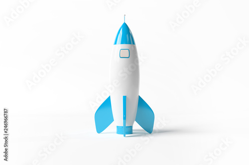 Cuadros en Lienzo Old school style rocket isolated on white 3D rendering