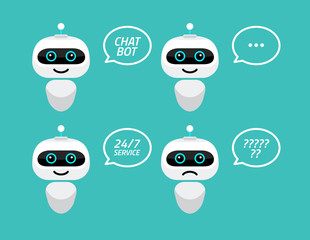 Wall Mural - Robot icon. Chat Bot sign for support service concept. Chatbot character flat style