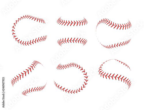 Baseball lace ball illustration isolated symbol set Wallpaper Mural