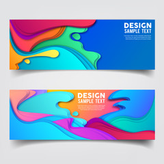 Canvas Print - set of banner with abstract curve