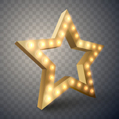 Wall Mural - Star with lights isolated. Vector illustration