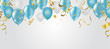 blue balloons, vector illustration. Celebration background template.