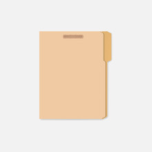 Closed File Folder With Cut Tab And Interior Fastener To Keep Documents