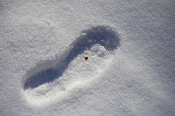  red heart in foot print