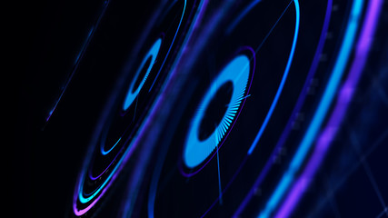 Wall Mural - futuristic control mechanisms on net background.scientific futuristic interface. round blue abstract