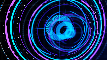 Wall Mural - futuristic control mechanisms on net background.scientific futuristic interface. round blue abstract