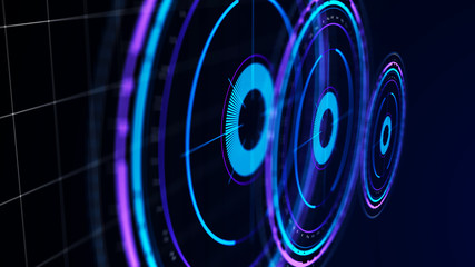 Wall Mural - futuristic control mechanisms on net background.scientific futuristic interface. round blue abstract
