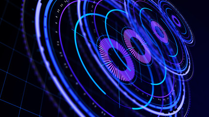 Wall Mural - futuristic control mechanisms on net background.scientific futuristic interface. round blue abstract