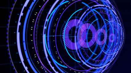 Wall Mural - futuristic control mechanisms on net background.scientific futuristic interface. round blue abstract