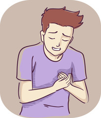 Wall Mural - Teen Boy Symptom Pain In One Breast Illustration