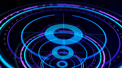 Wall Mural - futuristic control mechanisms on net background.scientific futuristic interface. round blue abstract