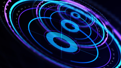 Wall Mural - futuristic control mechanisms on net background.scientific futuristic interface. round blue abstract
