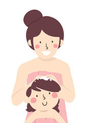 Poster - Kid Girl Mom Shampoo Hair Illustration